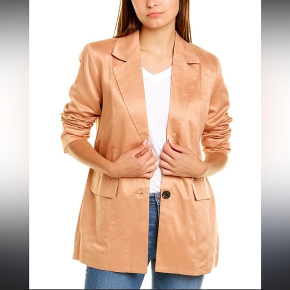 Avec Les Filles orange Blazer with Button Detail
